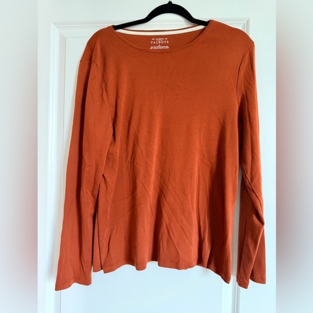 Talbots Rust Long Sleeve Cotton Tee Women’s size XL